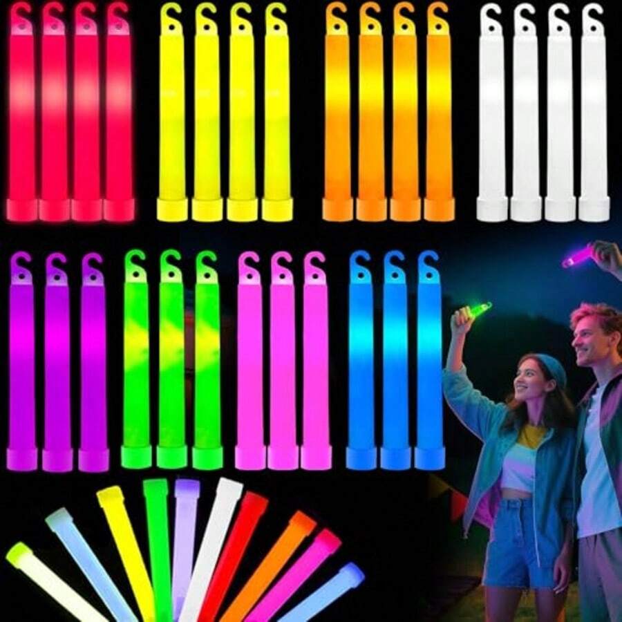 20支装荧光棒派对用品，适合青少年和成人 - 4英寸散装荧光棒派对礼品，夜光派对装饰，防水荧光项链，夏季、万圣节、圣诞节、婚礼照明派对用品，嘉年华、音乐会照明用品，霓虹派对新年礼物，圣诞节，圣诞装饰，圣诞家居装饰，圣诞礼物。 - 彩色 - 查看 1