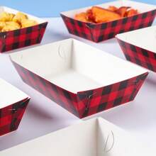 10/24pcs Red & Black Plaid Party Food Boxes, Fries Boxes, Popcorn Boxes, Popcorn Boxes, Birthday Party Decor And Home Movie Night Snack Boxes, Suitable For Lunch Box, Bakery Bread, Burger Restaurant - Multicolor - View 3