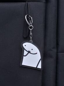 1pc Cute Cartoon Keychain, Creative Design Pendant, Student Backpack Gift, Cultural Creative Hanging Ornament, Lovely Gift, Keychain - Black and White - View 9