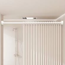 可调节伸缩杆 - 不锈钢材质，塑料端头，无需钻孔即可轻松安装，适用于浴帘、窗帘、门帘、衣物收纳和阳台晾晒，银色、黑色和白色可选，浴室装饰 - 彩色 - 查看 4