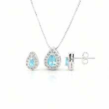 Set Of Necklace And Earrings In 925 Sterling Silver With Cubic Zirconia - Teardrop Pendant, Sparkling Christmas Gift - Bạc - Xem 13
