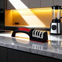 四段式专业磨刀器，配备碳化钨、金刚石和陶瓷磨石 - 重型防滑手柄，快速耐用，适用于专业厨房刀具 - 彩色 - 查看 7