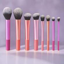 8 piezas Juego de brochas de maquillaje profesional, que incluye brocha para polvo, brocha para rubor, brocha para labios, etc., regalos - Multicolor - Ver 6