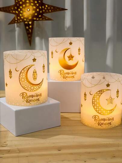 3pcs Ramadan Lantern Shades, Ramadan Home Decor, Paper Lanterns Without Lights, Ramadan Blessings, Islamic Ramadan Party, Eid Al-Adha Gift