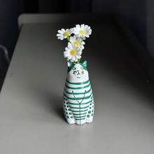 1PC Fantasy Polka Dot Cat Vase - Resin Cat Planter With Colorful Stripes, Perfect Home Decor, Holiday Gift (Halloween, Christmas, Easter, Thanksgiving), Gift For Cat Lovers Floral Decor Outdoor Art Adorable Cat - 彩色 - 查看 15