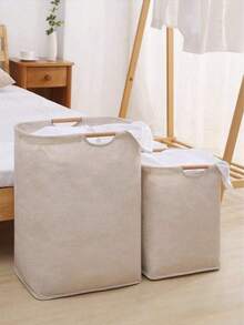 1pc Large And Small Portable Laundry Tools With Handles, Dirty Laundry Basket For Living Room And Bathroom, T-Shirt And Shirt, Miscellaneous Storage Basket, Multi-Functional Laundry Basket - Light Grey - View 3