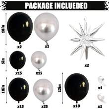 Black And Silver Balloon Arch Kit Garland Set With Matte And Metallic Latex Helium Balloons Silver Explosion Star Foil For Birthday Party Decoration