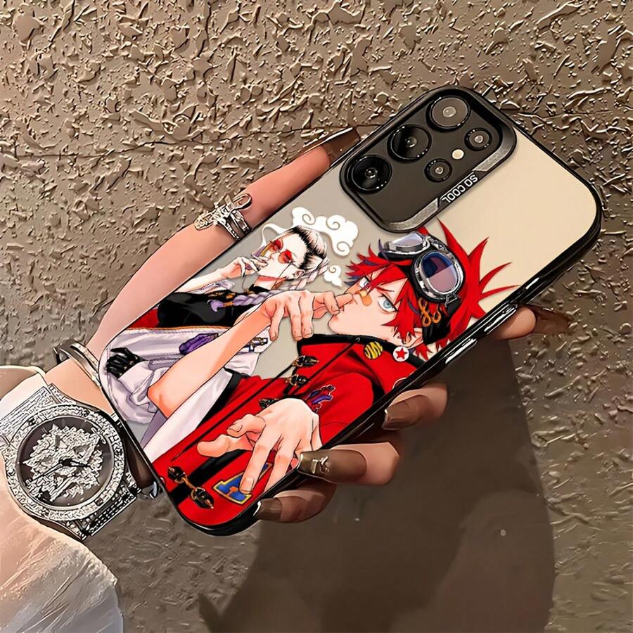 Funda de Teléfono con Diseño de Personaje Anime Gokuraku-gai para S25, S24, S23, S22, S21, S20 FE Ultra Plus 4G/5G - Cubierta Trasera Mate Antigolpes, Accesorioóvil, Diseño de Cultura, Textura Suave, Impresión, para Entusiastas de la Tecnología, Funda para Dispositivo17 17promax - Negro - Ver 1