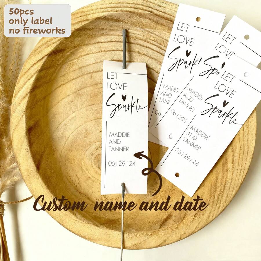 50pcs Personalized Long Sparkler Tags (Sparklers Not Included) For Weddings, Parties, Engagements And Anniversary Celebrations - Multicolor 6 - View 1