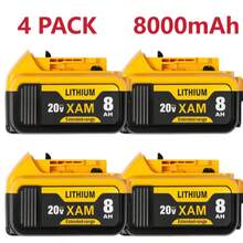 [Batería de iones de litio 4PACK] Batería de iones de litio de repuesto 4PACK de 8,0 Ah para Dewalt 20 V para baterías Dewalt DCB210, DCB205, DCB203, DCB204, DCB206, DCB201, DCB200, DCB207, DCB208. Compatible con las series DCD, DCF y DCS, para herramientas eléctricas. - Cantidad: 4 - Ver 9