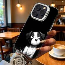 Funda de Teléfono con Estampado de Perro en Blanco y Negro para  14 Pro Max  13 Pro  Galaxy S23 S22 Plus Opción de Regalo Ideal para Todas las Estaciones - Plateado - Ver 6
