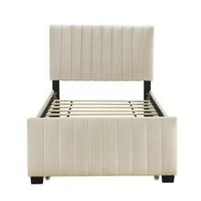 Upholstered Bed With Pull-Out Bed, Velvet Fabric Children's Bed, Youth Bed, Guest Bed, Flat Single Bed For Bedroom And Guest Room Without Mattress - 杏色 - 查看 9