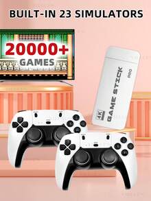 M15 Retro Gaming Console, Retro Gaming Stick With 20,000+ Classic Game And 23 Game Emulators, Plug & Play 4K HD Output Game Console Stick With Dual 2.4G Controllers (64GB) For Christmas Gifts - Black - View 3