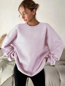 女式圓領運動衫 棉質女上衣，Curve oversize hoodie，秋冬裝 保暖抓絨襯裡，寬鬆 休閒運動衫，百搭，復古/學院風，柔軟透氣 外出上衣，適合寒冷天氣服裝長袖上衣，女式街頭服飾運動上衣女裝，trip hoodie，italy seeater，萬聖節 夾克invierno de mujer，vestiti，winter，polar mujer，forro polar，abrilcols - 淺粉色 - 查看 6