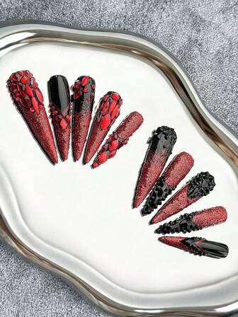 56MM Uñas de stiletto largas con estilo francés, hechas a mano, de prensa, con base multicolor, acentos de cristal de rhinestone, efecto de ojo de gato, motivos creativos pintados a mano en 3D y diseños de bloqueo de color Y2K - Uñas postizas de cobertura completa DIY con brillo para eventos de moda, discotecas, citas y fotografía - 10 piezas/bolsa