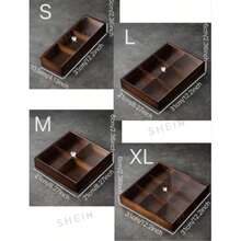 9-Grid Wooden Tray, Can Be Used As Food Serving Platter, Fruit Box, Cutlery Organizer, Dessert Box, Suitable For Home, Restaurant, Hotel, Comes With Tea Cup & Saucer Set - Maroon - View 9