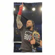 Toalla de baño Roman Reigns - OTC Lucha Libre - Suave y Absorbente - Blanco y Negro - Ver 3