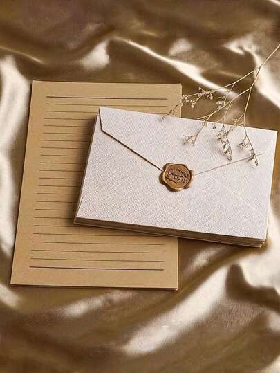 16 piezas Juego de sobres y cartas de lujo con textura de lino retro - Sello de lacre autoadhesivo, material de papel kraft grueso, adecuado para cumpleaños, San Valentín, Año Nuevo, boda, comunicación de oficina, regreso a la escuela, invitación a fiestas, sobre de correo comercial, tarjeta de felicitación manuscrita, información de contacto de la oficina, etiqueta de embalaje de regalo, invitación y carta, feliz cumpleaños, fiesta de 15 años