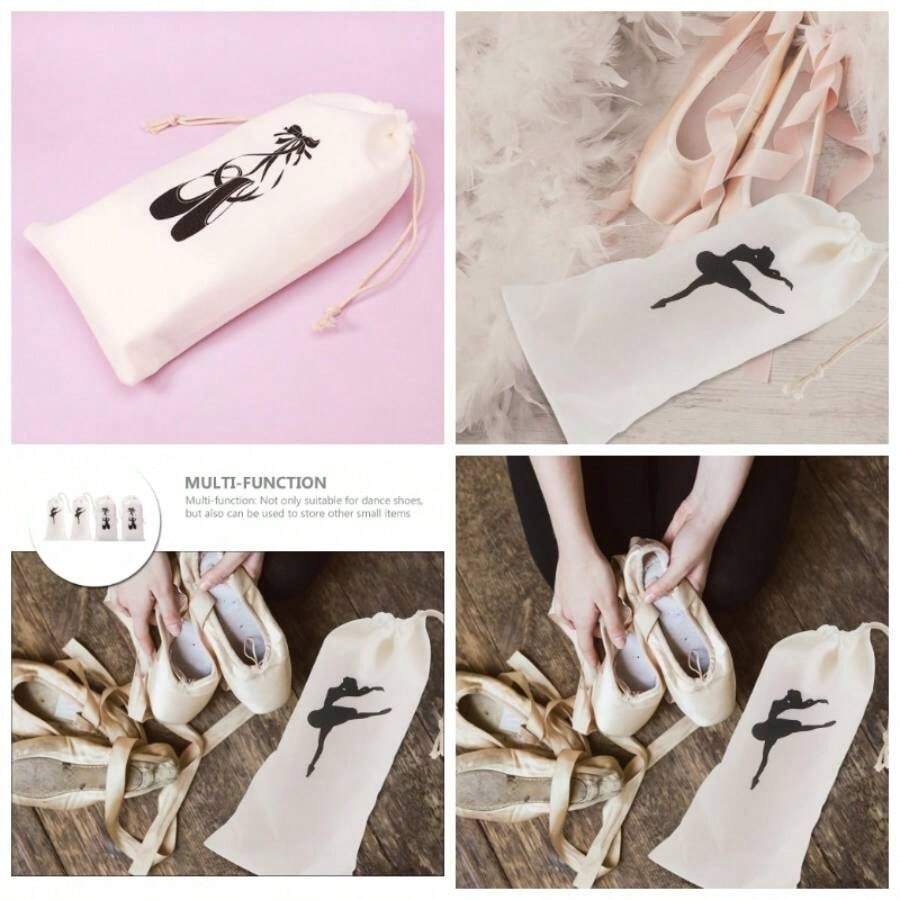 Baluue Bolsa de Almacenamiento para Zapatos de Baile de 4 Piezas, Bolsa Multifuncional con cordn, Bolsa de Viaje porttil para Zapatos, Adecuada para Zapatillas de Ballet y Zapatillas - inicial - Ver 1