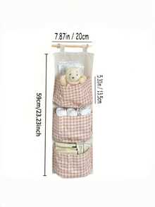 Borsa da appendere per la camera da letto con tasche multiple a quadri beige, sospesa da terra, ideale per riporre libri e giocattoli, mantiene gli spazi piccoli ordinati e organizzati. - Multicolore - Visualizzare 10