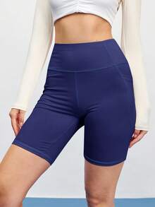 Pantalones cortos de yoga, pantalones cortos de cintura alta, modeladores que controlan el abdomen, leggings de compresión, pantalones cortos de ciclista, elásticos y cómodos, perfectos para llevar en primavera y verano. - Azul - Ver 5