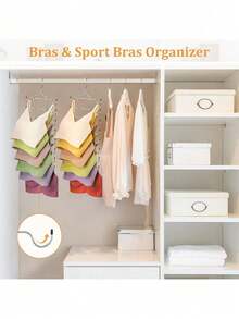 1 件家用不锈钢折叠衣架内衣内裤晾晒收纳架金属8/4层内衣文胸挂钩多层加厚无缝吊带背心收纳架