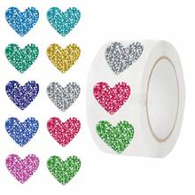 500 piezas/Rollo Pegatinas de sellado de amor de colores de dibujos animados, creatividad DIY, calcomanías para portátil de PVC, decoración, etiqueta de recompensa, regalo - Multicolor - Ver 1
