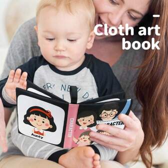 1 件装柔软婴儿书玩具触感高对比度布书触感幼儿学习游戏益智玩具婴儿早教玩具亲子互动有声纸质拼图布书，婴儿软玩具，动物有声书，婴儿镜，儿童玩具