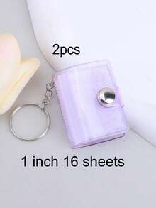 16 张/1 本书/1 英寸，闪亮白色迷你相册钥匙扣，简约精致的插袋式身份证夹，返校，返校，学校用品