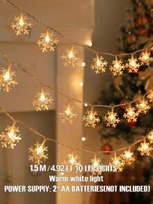 10M6M/3M/1.5M Christmas Snowflake Lamp Winter Decorative Snowflake Decorative Light String, Warm Color Lamp, White Lamp, Colored Lamp, Happy New Year, Camping Decoration, Star Fairy Nightlight Lamp, Lantern, Dry Battery Power Supply (Excluding) - Snowflake Lantern - View 16