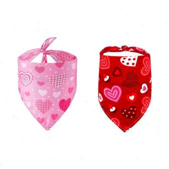 1pc Pink Heart Print Pet Bandana, Single Layer Design, Dog Accessory, Suitable As Valentine's Day & New Year Party Gift