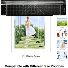 La mquina laminadora de 9 pulgadas incluye 10 piezas, lminas laminadas con esquinas redondas, calentamiento rpido, para maestros, oficina en casa, mquina de laminacin porttil - Negro - Ver 5