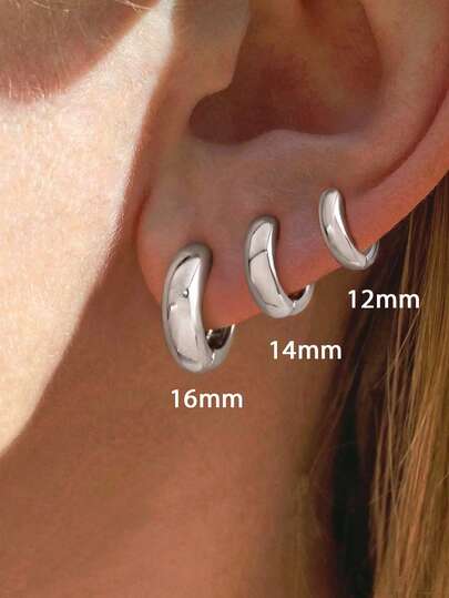 1 Pair Simple Plain Hoop Multi-Size Earrings 925 Sterling Silver Simple Casual Women's Earrings High Quality Jewelry Gift Holiday Gift Birthday Gift Suitable For Women Daily Wear