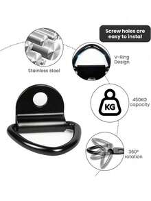 黑色V形D形环金属钩，货物捆绑锚点