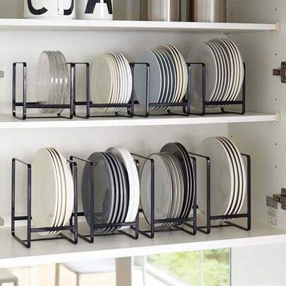 Heavy Duty Black Iron Dish Drying Rack & Storage Shelf - Sturdy & Durable Kitchen Organizer Rack - Premium Kitchen Accessories & Storage - Stylish Kitchen Decor - Specialized Kitchen Cabinet Supplies, On