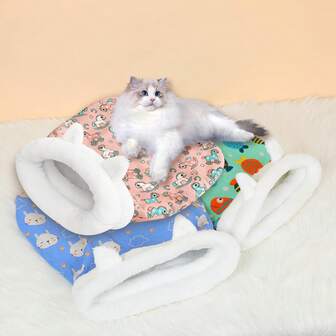 1PC Winter Sleeping Bag, Cozy Soft Bed For Indoor Cats & Dogs, Warm Semienclosed Plush Large Sack, 360° Pet Snuggle Sack, Pink/Blue/Green