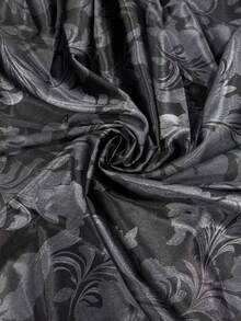 Đầm dài tay cổ chữ V dáng chữ A thanh lịch, thoải mái dành cho nữ, chất liệu jacquard họa tiết hoa, màu đen, thích hợp cho kỳ nghỉ xuân/thu. - màu đen - Xem 9