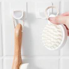 1 Pair Of Self-Adhesive Curtain Rod Brackets: Non-Slip, Heavy-Duty Hooks With High Load Capacity For Indoor Use. - White - View 6