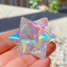1pc Rainbow Aura Crystal Star - Quartz Merkaba Star, Rainbow Energy Crystal Star, Quartz Crystal Star, Crystal Star, Mineral Specimen, Ideal For Home Decor, Crystal Gift, Home Decoration, Red Crystal Star, White Crystal Star, Yellow Crystal Star - 1pc - View 5