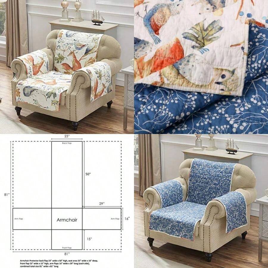 Greenland Home Willow - Funda Reversible, Protector de Muebles, sofá, día Festivo(sillón Multicolor) - Unitalla - Ver 1