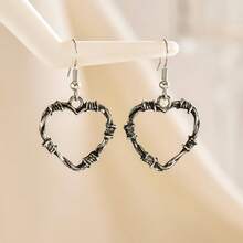 1对时尚个性化缠绕式心形耳环，优雅设计，适合女性日常佩戴 - 銀色 - 查看 4