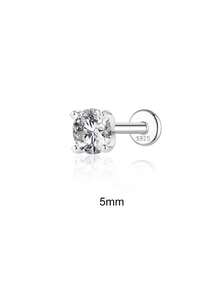 SereneSpark 1PC 0.1-1.2ct Moissanite Stud Earrings 925 Sterling Silver Hypoallergenic Flat Back Cartilage Earrings 18K White Gold Plated Earrings For Daily Wear Wedding Party Engagement Fine Jewelry - Silver - View 11