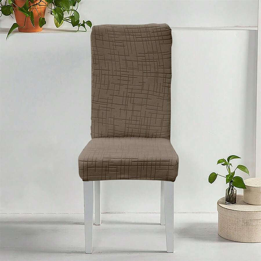Fundas para sillas de comedor con elegante diseño tallado, extraíbles, lavables y elásticas, universales. - Marrón - Ver 1