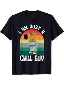 Chill Guy Dog Costume Gifts Christmas Mens T-Shirt - Casual Shirt Unisex Shirt Soft Fabric Breathable Comfortable Short- - Black - View 1