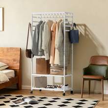 UNHO Multifunctional Clothes Rack With Wheels – Open Wardrobe Rack With Shelves, Heavy-Duty Garment Organizer For Bedroom, Living Room & Entryway – White - White - View 4