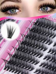 560/608PCS D Clusters Segmented Lashes Diy Makeup Beauty At Home, High Capacity For Using, Soft And Natural Look Eyelashes Beginner Friendly, Thick And Fluffy Individual Eyelashes Book, Lash Clusters Long Lasting Dense Different Styles Mixed Suitable For Beginners And Daily Use, Suit For Wedding, Party, Cosplay & Music Festivals (80D100D/50D60D/30D40D)