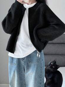 女士保暖双面拉链开衫毛衣，秋冬季，返校季