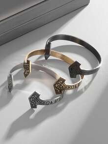 1pc Stainless Steel Gothic Skull Bracelet Unisex Jewelry Punk Hip Hop Fashion Accessories Gift - Double Skull Silver Bracelet - View 1