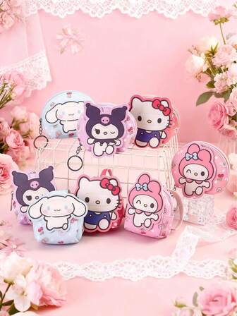  1pc Sanrio Coin Purse, Cute & Compact, Can Be Hung On Backpack, Cartoon Creative Design, Mini Earbud & Key Holder