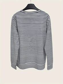Women'S Elegant Striped Long Sleeve Sweatshirt With Cat Print - Cozy Fall/Winter Casual Pullover, Soft & Comfortable, Perfect For Casual Attire, Casual Wear Sweatshirt |   Striped Sweatshirt |   Construction, Cat Sweatshirt - style - 查看 3